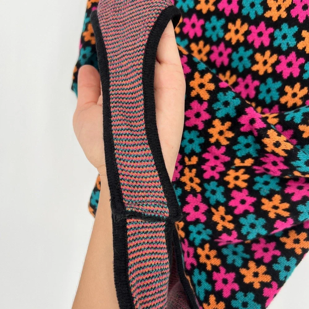 Free People Intimately Bodysuit Womens L Floral Retro Colorful 70s Knit Hippie‎